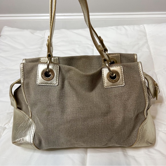 Michael Kors Gold Canvas Leather Tote Bag - Picture 8 of 14